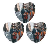 Street Singer And Double Bass Player Car Air Freshener, 3 Pcs Love form Hanging Air Freshener Cards, Long Lasting Fragrance Scented Cards for Car, Home, Office Black-style