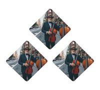 Street Singer And Double Bass Player Car Air Freshener, 3 Pcs Rhombus Hanging Air Freshener Cards, Long Lasting Fragrance Scented Cards for Car, Home, Office White-style