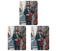 Street Singer And Double Bass Player Car Air Freshener, 3 Pcs Square Hanging Air Freshener Cards, Long Lasting Fragrance Scented Cards for Car, Home, Office Gray-style