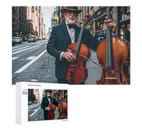 Street Singer and Double Bass Player Puzzle for Adults Wooden Jigsaw Puzzle for Mother's Day Premium Puzzle with Unique Art Design Challenging Brain Teaser Birthday Gift for All Ages 1000 PCS