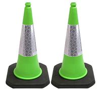 Street Solutions - 2 x 750mm Premium Quality Traffic Safety Raod Cones - Self Weighted - Strong and Durable - with Extremely Low Centre of Gravity Green