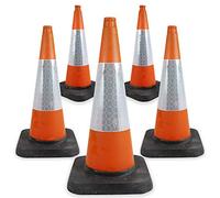 Street Solutions - 5 x 750mm High Quality Road Traffic Cones - Strong and Durable Self Weighted Safety Cone with Very Low Centre of Gravity - Made in The U.K
