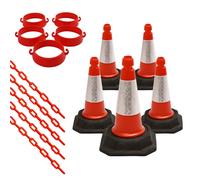 Street Solutions - Cone Chain Barrier Kit, 5 x 460mm Road Cones, 5 x Chain holders, 5 x Chains - Traffic Road Cone - Premium Quality Safety Cone - Strong and Durable Cone (Orange)