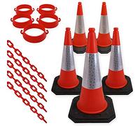 Street Solutions - Cone Chain Barrier Kit, 5 x 750mm Road Cones, 5 x Chain holders, 5 x Chains - Traffic Road Cone - Strong and Durable Cone (Orange)