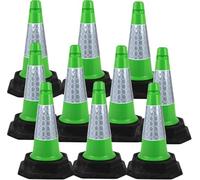 Street Solutions UK - 10 x 460mm Tall Traffic Cones Reflective Sleeve For Indoor And Outdoor Usage, Self Weighted Cones Are Manufactured In The UK Green