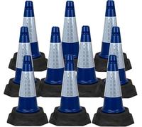 Street Solutions UK - 10 x 460mm Tall Traffic Cones Reflective Sleeve For Indoor And Outdoor Usage, Self Weighted Cones Are Manufactured In The UK Blue