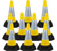 Street Solutions UK - 10 x 460mm Tall Traffic Cones Reflective Sleeve For Indoor And Outdoor Usage, Self Weighted Cones Are Manufactured In The UK Yellow