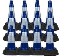Street Solutions UK - 12 x 460mm Tall Traffic Cones Reflective Sleeve For Indoor And Outdoor Usage, Self Weighted Cones Are Manufactured In The UK Blue