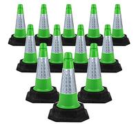 Street Solutions UK - 12 x 460mm Tall Traffic Cones Reflective Sleeve For Indoor And Outdoor Usage, Self Weighted Cones Are Manufactured In The UK Green