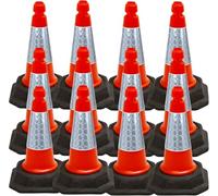 Street Solutions UK - 12 x 460mm Tall Traffic Cones Reflective Sleeve For Indoor And Outdoor Usage, Self Weighted Cones Are Manufactured In The UK Orange