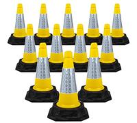 Street Solutions UK - 12 x 460mm Tall Traffic Cones Reflective Sleeve For Indoor And Outdoor Usage, Self Weighted Cones Are Manufactured In The UK Yellow