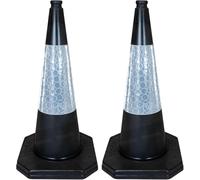 Street Solutions UK - 2 x 750mm Tall Traffic Cone Reflective Sleeve For Indoor And Outdoor Usage, Self Weighted Cones Are Manufactured In The UK(Black)