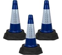 Street Solutions UK - 3 x 460mm Tall Traffic Cones Reflective Sleeve For Indoor And Outdoor Usage, Self Weighted Cones Are Manufactured In The UK Blue