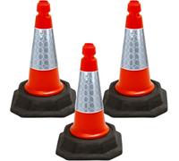 Street Solutions UK - 3 x 460mm Tall Traffic Cones Reflective Sleeve For Indoor And Outdoor Usage, Self Weighted Cones Are Manufactured In The UK Orange