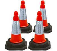 Street Solutions UK - 4 x 460mm Tall Traffic Cones Reflective Sleeve For Indoor And Outdoor Usage, Self Weighted Cones Are Manufactured In The UK Orange