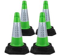 Street Solutions UK - 4 x 460mm Tall Traffic Cones Reflective Sleeve For Indoor And Outdoor Usage, Self Weighted Cones Are Manufactured In The UK Green