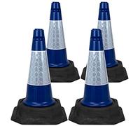 Street Solutions UK - 4 x 460mm Tall Traffic Cones Reflective Sleeve For Indoor And Outdoor Usage, Self Weighted Cones Are Manufactured In The UK Blue