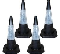 Street Solutions UK - 4 x 750mm Black Road Traffic Cones - Self Weighted - Premium Quality Safety Cone - Strong and Durable - with Extremely Low Centre of Gravity