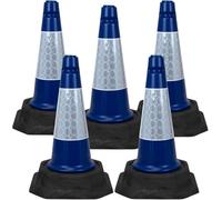 Street Solutions UK - 5 x 460mm Tall Traffic Cones Reflective Sleeve For Indoor And Outdoor Usage, Self Weighted Cones Are Manufactured In The UK Blue