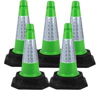 Street Solutions UK - 5 x 460mm Tall Traffic Cones Reflective Sleeve For Indoor And Outdoor Usage, Self Weighted Cones Are Manufactured In The UK Green