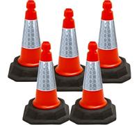 Street Solutions UK - 5 x 460mm Tall Traffic Cones Reflective Sleeve For Indoor And Outdoor Usage, Self Weighted Cones Are Manufactured In The UK Orange