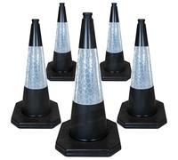 Street Solutions UK - 5 x 750mm Black Road Traffic Cones - Self Weighted - Premium Quality Safety Cone - Strong and Durable - with Extremely Low Centre of Gravity