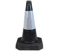 Street Solutions UK - 500mm High Black Traffic Safety Street Cone Reflective Sleeve Suitable for Highways Heavy Duty Weighted Base Black Safety Cone Pedestrian Separator