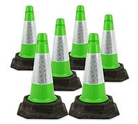 Street Solutions UK - 6 x 460mm Tall Traffic Cones Reflective Sleeve For Indoor And Outdoor Usage, Self Weighted Cones Are Manufactured In The UK Green