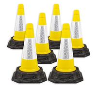 Street Solutions UK - 6 x 460mm Tall Traffic Cones Reflective Sleeve For Indoor And Outdoor Usage, Self Weighted Cones Are Manufactured In The UK Yellow
