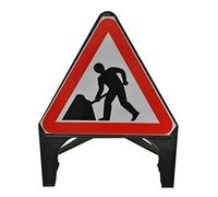 Street Solutions UK - 750mm Road Q-Sign 'Men At Work' - Plastic with Folding Leg
