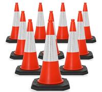 Street Solutions UK Orange Traffic Cones 750mm Pack of 10 - Heavy Duty Road Cones Large, Wind Resistant High Reflectivity No Parking Cones
