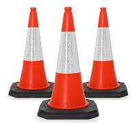 Street Solutions UK Orange Traffic Cones 750mm Pack of 3 - Heavy Duty Road Cones Large, Wind Resistant High Reflectivity No Parking Cones