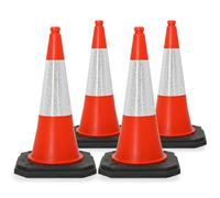Street Solutions UK Orange Traffic Cones 750mm Pack of 4 - Heavy Duty Road Cones Large, Wind Resistant High Reflectivity No Parking Cones