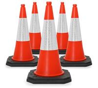 Street Solutions UK Orange Traffic Cones 750mm Pack of 5 - Heavy Duty Road Cones Large, Wind Resistant High Reflectivity No Parking Cones