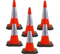 Street Solutions UK Orange Traffic Cones 750mm Pack of 6 - Heavy Duty Road Cones Large, Wind Resistant High Reflectivity No Parking Cones