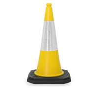 Street Solutions UK Yellow Traffic Cones 750mm Pack of 1 - Heavy Duty Road Cones Large, Wind Resistant High Reflectivity No Parking Cones