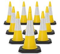 Street Solutions UK Yellow Traffic Cones 750mm Pack of 10 - Heavy Duty Road Cones Large, Wind Resistant High Reflectivity No Parking Cones