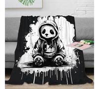 Street Style 3D Printed Panda Blanket Microfiber Bed Sofa Decor Hip Hop Animal Throw Blanket Soft Cozy for Adults Teens 40x50(100x130cm)