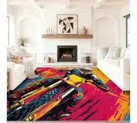 Street Style Rugs for Bedroom Printed Area Rugs 120 x 180 cm | Modern Sports Motorcycle Floor Carpet Super Soft Multicolour Rug Easy to Clean Non-Slip Rugs Living Room Kitchen Office