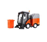 Street Sweeper Truck with Light & Sound Effects - Friction Powered Wheels, Removable Garbage Can & Rotating Brushes - Heavy Duty Plastic Cleaning