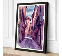 Street to the Bell Tower Canvas Wall Art Print 18x12 Inch (46 x 30 cm)