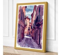 Street to the Bell Tower Canvas Wall Art Print 24x16 Inch (61 x 41 cm)