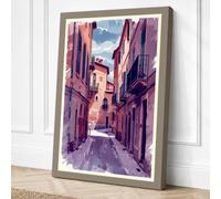 Street to the Bell Tower Canvas Wall Art Print 30x20 Inch (76 x 51 cm)