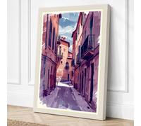 Street to the Bell Tower Canvas Wall Art Print 36x24 Inch