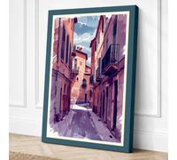 Street to the Bell Tower Canvas Wall Art Print 36x24 Inch (91 x 61 cm)