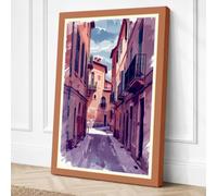 Street to the Bell Tower Canvas Wall Art Print 36x24 Inch (91 x 61 cm)
