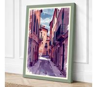 Street to the Bell Tower Canvas Wall Art Print 36x24 Inch (91 x 61 cm)