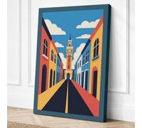 Street to the Clock Tower Canvas Wall Art Print 18x12 Inch (46 x 30 cm)