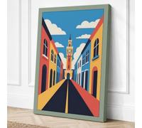 Street to the Clock Tower Canvas Wall Art Print 24x16 Inch (61 x 41 cm)
