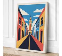 Street to the Clock Tower Canvas Wall Art Print 30x20 Inch (76 x 51 cm)